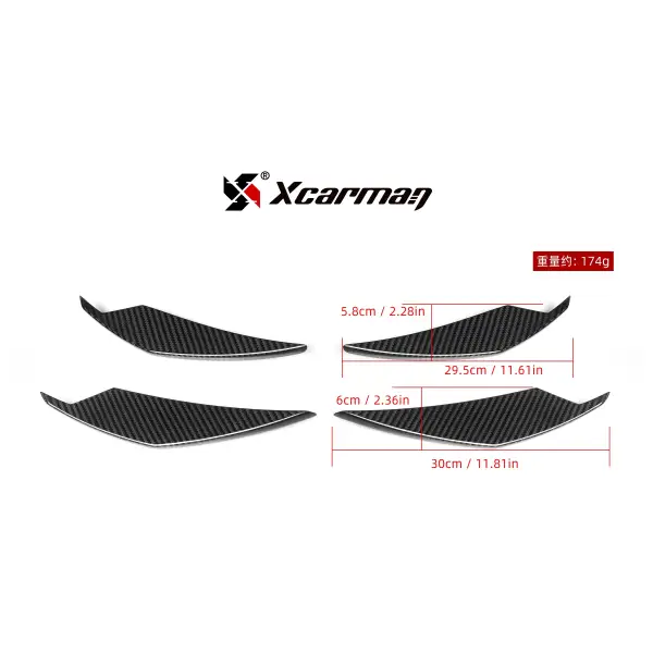 For BMW G80 M3 G82 G83 M4 AC Style Dry Carbon Front Bumper Lips Front Canards 2021-IN