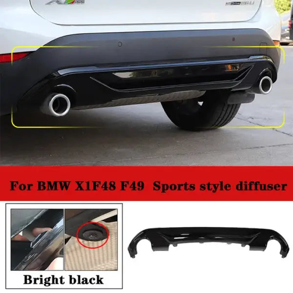 For BMW X1 Body Kit BMW F48 F49 Spoiler Front Lip Side Skirt Diffuser Fender Rearview Mirror Cover Modification Black Samurai