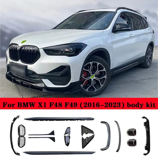 For BMW X1 Body Kit BMW F48 F49 Spoiler Front Lip Side Skirt Diffuser Fender Rearview Mirror Cover Modification Black Samurai