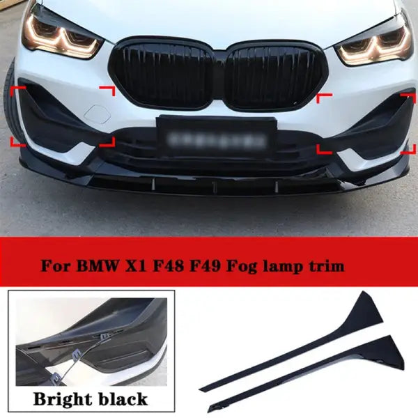 For BMW X1 Body Kit BMW F48 F49 Spoiler Front Lip Side Skirt Diffuser Fender Rearview Mirror Cover Modification Black Samurai