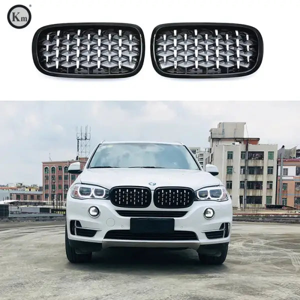 for BMW X5 X6 2014-UP F15 F16 Front Bumper Grille Diamond Grill Meteor Style Grille