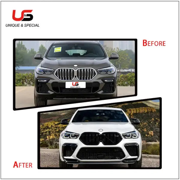 Use for BMW X6 G06(20-22Style) Upgrade to X6M Bodykit Front Bumper Grille Side Skirts Exhaust Pipe Front Lip Front Spoiler