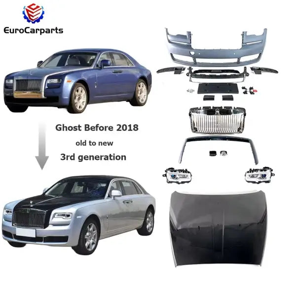 Body Kit for 2013 to 2018 Year Rolls Royce Ghost Old to New Body Kit Car Bumpers Car with Hood Lights Grille