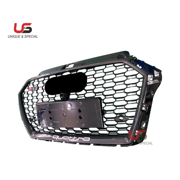 Body Kit Carbon Fiber Honeycomb Mesh Grille for Audi A3 2017 2018 Facelift Audi RS3 Front Grille