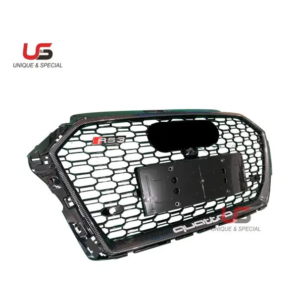 Body Kit Carbon Fiber Honeycomb Mesh Grille for Audi A3 2017 2018 Facelift Audi RS3 Front Grille