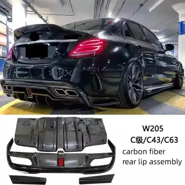 Body Kit for Mercedes-Benz C-Class W205 C43 C63 Modified Front Rear Bumper Tail Wing Rear Lip Assembly Auto Accessories