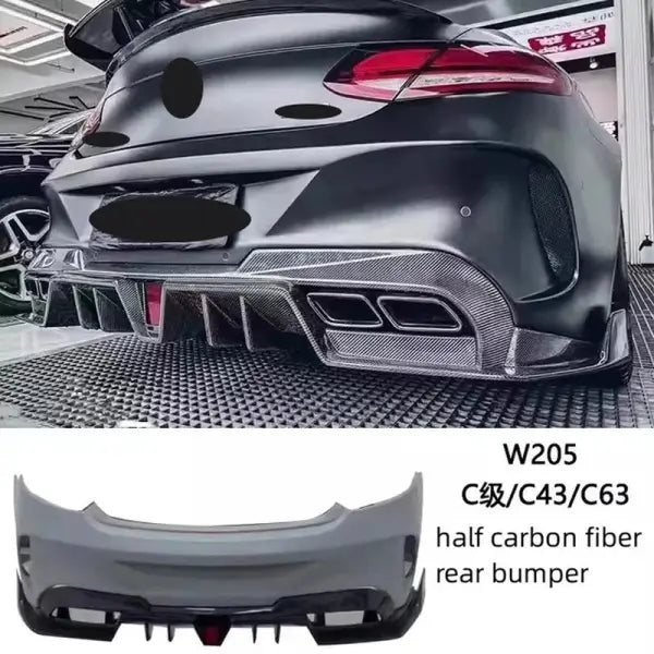 Body Kit for Mercedes-Benz C-Class W205 C43 C63 Modified Front Rear Bumper Tail Wing Rear Lip Assembly Auto Accessories