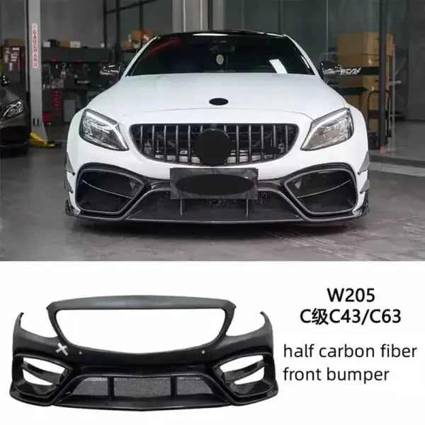 Body Kit for Mercedes-Benz C-Class W205 C43 C63 Modified Front Rear Bumper Tail Wing Rear Lip Assembly Auto Accessories