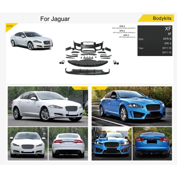 Body Kit to RS Sport Style High Guality Kits for Jaguar XF