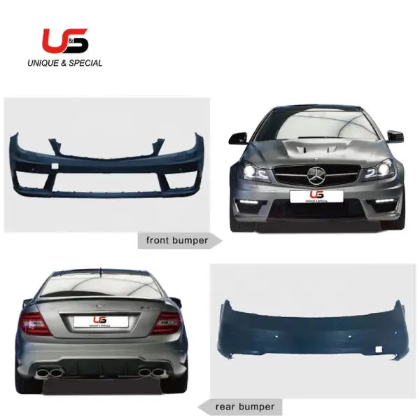 Bodykit Use for Mercedes Benz C- Class W204 C260 C200 C300 Modified C63 AMG Front Bumper with Grill 2011-2014