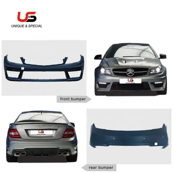 Bodykit for Mercedes Benz C- Class W204 C260 C200 C300 Modified C63 AMG Front Bumper with Grill 2011-2014