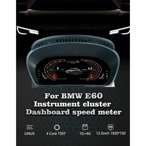Built in GPS Navigation System 12.3 Inch Panel Screen Car Digital Speedometer Meter Gauge Dashboard for BMW E60 20004-2010