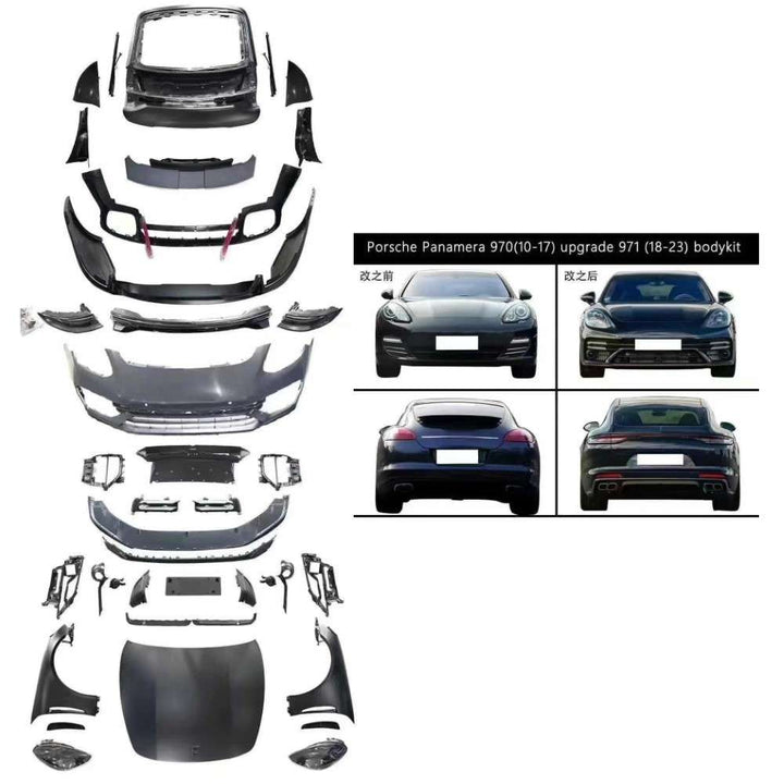 Car Craft Compatible With Porsche Panamera 970.1 970.2 2010-2013 Upgrade Facelift Convert To 2018-2023 971.2 Bodykit Bumper Headlight Taillight Trunk 1:1