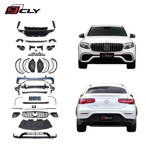 C253 GLC63 Body Kit for Benz 2016-2018 GLC Class X253 Coupe Upgrade GLC63 AMG Bumper Grille Fender Flare Diffuser Exhaust Pipe