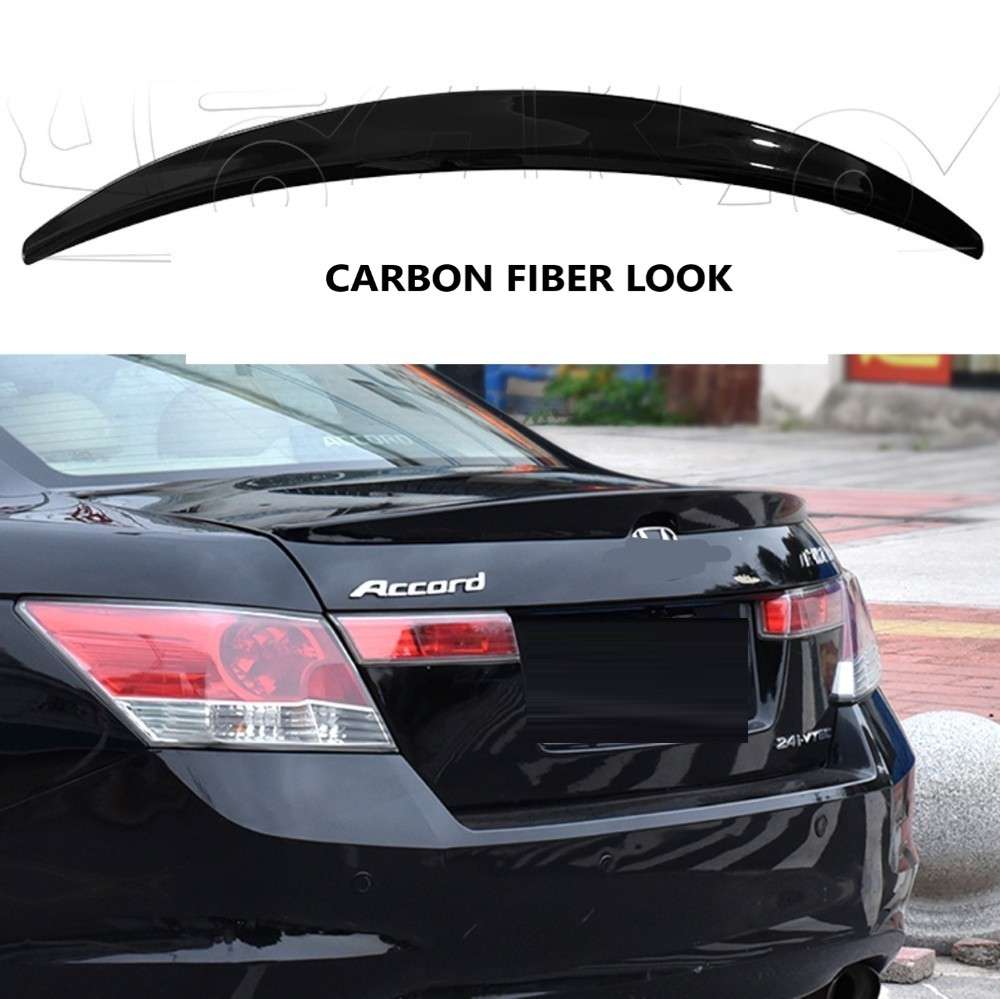 Car Craft Compatible With Honda Accord 2008-2013 Rear Trunk Wing Boot Spoiler Lip Splitter Skirt Ar-honda-047 Cf Carbon Fiber Look
