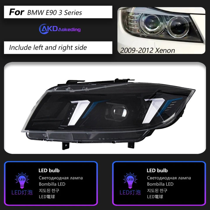 Head Lamp for BMW E90 LED Headlight 2005-2012 Headlights 320i 325i 318i DRL Turn Signal High Beam Angel Eye Projector Lens
