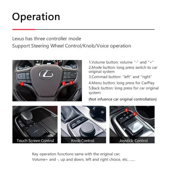 Car Android Auto for Lexus Wireless Carplay for Lexus Series Rear View CAM Support IOS MMI System Multimedia Airplay