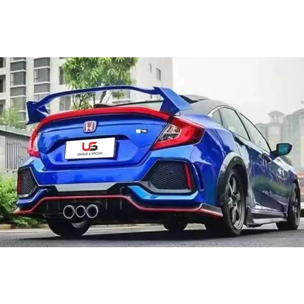 Car Auto Parts for 2016-2018 Honda Civic Type-R Body Kits Sedan Civic Front Bumper Rear Bumper Grille Side Skirts PP Material
