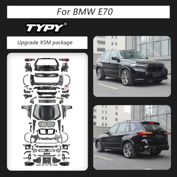 TYPY Car for BMW E70 to G05 X5M Body Kit Front Bumper Food Fender LED Headlights Taillights Trunk Cover
