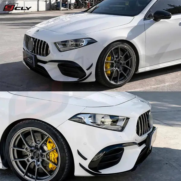 Car Bumper for Benz A-Class W177 Upgrade A45S AMG Body Kit Front Grille for W177 A45 Diffuser with Exhaust Pipe 2019-2022