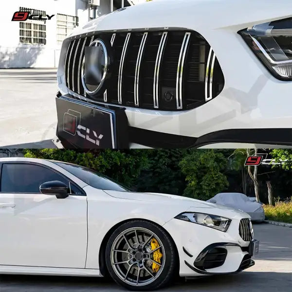 Car Bumper for Benz A-Class W177 Upgrade A45S AMG Body Kit Front Grille for W177 A45 Diffuser with Exhaust Pipe 2019-2022