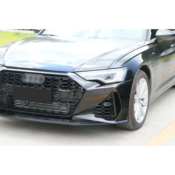 Car Bumpers for 2019-2021 AUDI A6 Upgrade RS6 Body Kit Front Bumper Diffuser with Exhaust Pipe