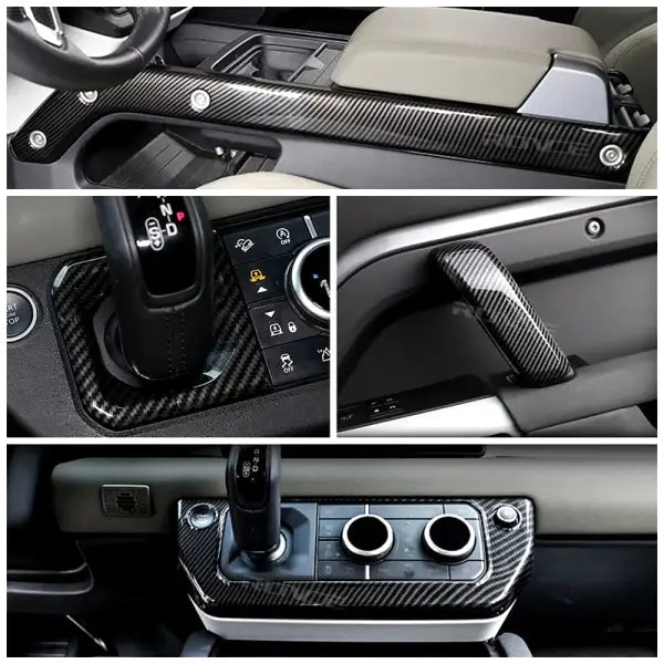 Car Center Console Trim Cover Interior Kit Trim Sticker for Land Rover Defender 90/110 2020-2023 Carbon Fiber Styling