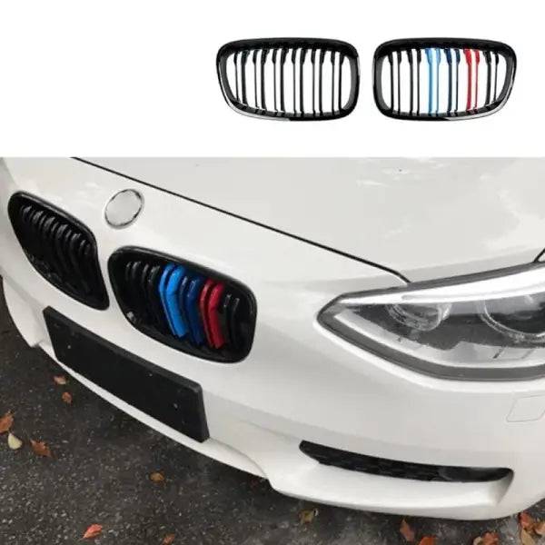 Car Craft Compatible With Bmw 1 Series F20 2011-2014 Front Bumper Grill Tri Color