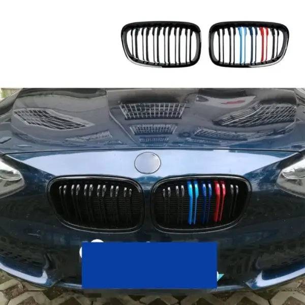 Car Craft Compatible With Bmw 1 Series F20 2011-2014 Front Bumper Grill Tri Color