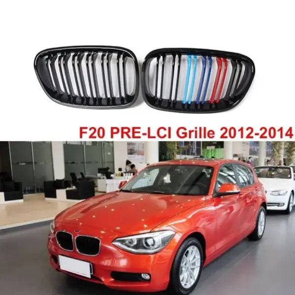 Car Craft Compatible With Bmw 1 Series F20 2011-2014 Front Bumper Grill Tri Color