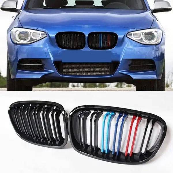 Car Craft Compatible With Bmw 1 Series F20 2011-2014 Front Bumper Grill Tri Color