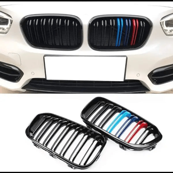 Car Craft Compatible With Bmw 1 Series F20 2011-2014 Front Bumper Grill Tri Color