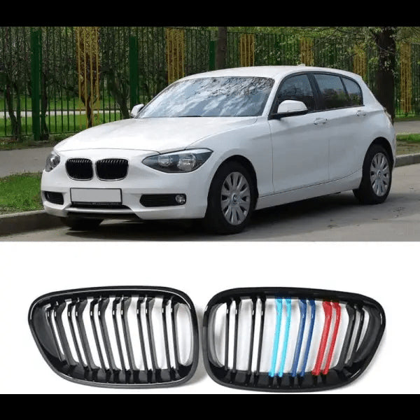 Car Craft Compatible With Bmw 1 Series F20 2011-2014 Front Bumper Grill Tri Color