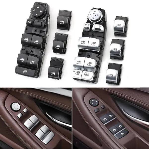 Car Craft Compatible With Bmw 5 Series F10 7 Series F02 6 Series F06 3 Series F30 F34 1 Series F20 X3 F25 X5 F15 X6 F16 Power Master Window Lifter Switch Button Regulator Main 6 Pin 61319241949 Chrome