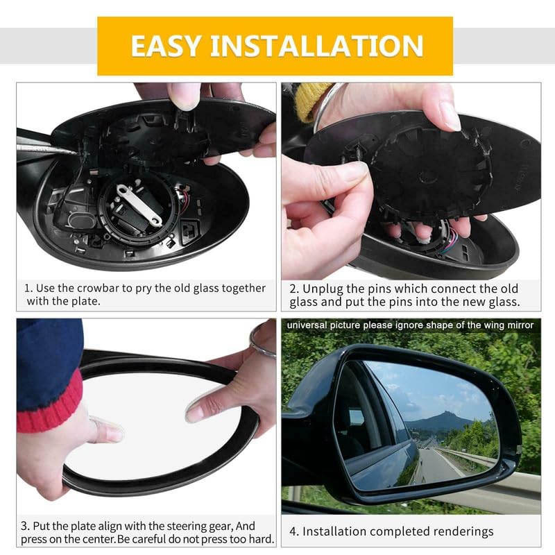 Car Craft Blind Spot Heated Rear Mirror Glass Compatible
