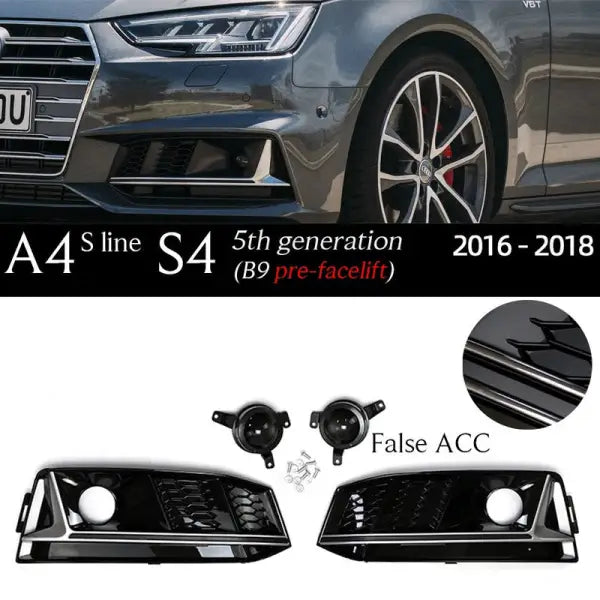 Car Craft Compatible With Audi A4l B9 S4 Fog Lamp Grill