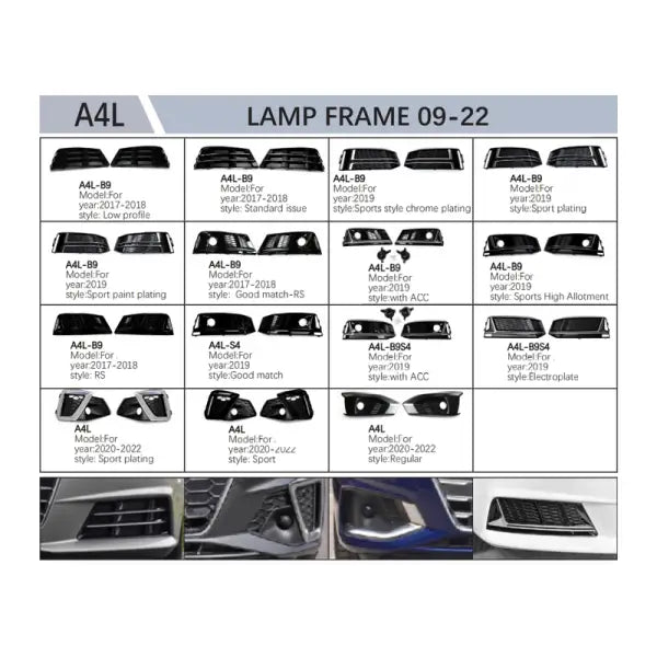 Car Craft Compatible With Audi A4l B9 S4 Fog Lamp Grill