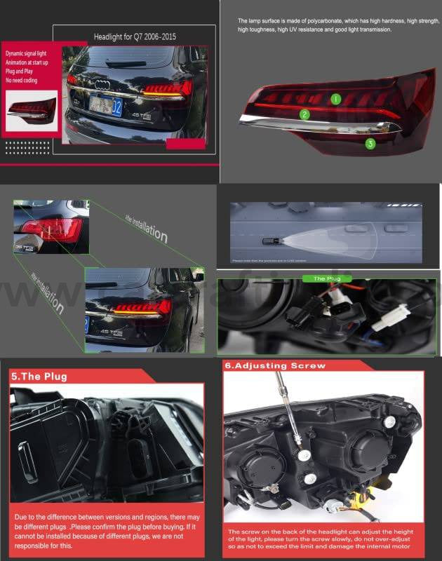 Car Craft Compatible With Audi Q7 2006-2015 Headlight