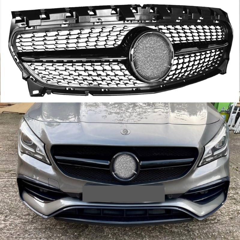 Car Craft Front Bumper Grill Compatible With Mercedes Benz Cla W117 2014-2019 Front Bumper Grill W117 Grill Diamond Black - CAR CRAFT INDIA