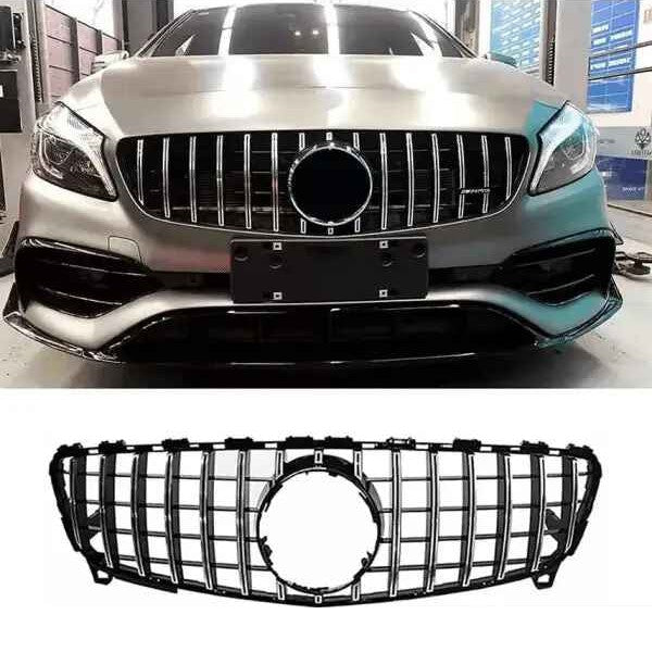 Car Craft Compatible With Mercedes Benz A Class LCI 2016-2019 Front Bumper Show Grill AMG Gtr Silver 2016 CC-1705 USA