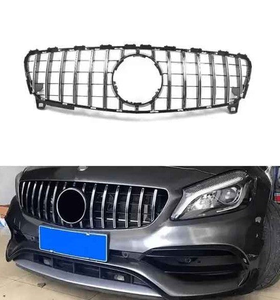 Car Craft Compatible With Mercedes Benz A Class LCI 2016-2019 Front Bumper Show Grill AMG Gtr Silver 2016 CC-1705 USA