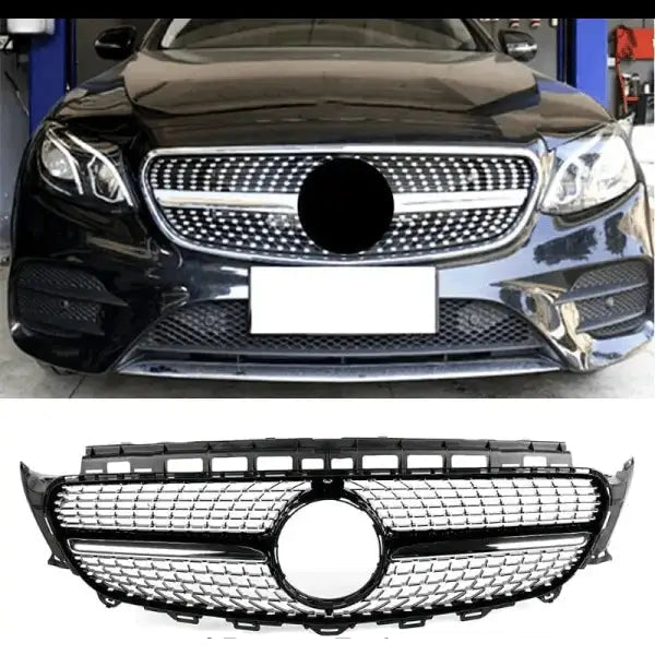 Car Craft Compatible With Mercedes Benz E Class W213 2016-2021 Front Bumper Show  Grill Diamond Black CC-1736