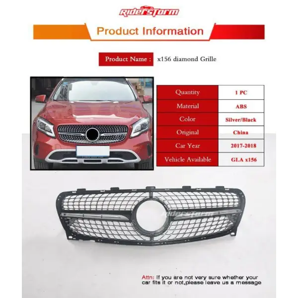 Car Craft Front Bumper Grill Compatible With Mercedes Gla