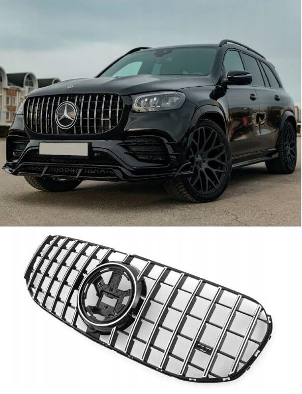 Car Craft Front Bumper Grill Compatible With Mercedes Gls W167 X167 2019-2023 Sports Gt Amg Front Bumper Panamericana Grill W167 Grill Gtr Silver Gls - CAR CRAFT INDIA