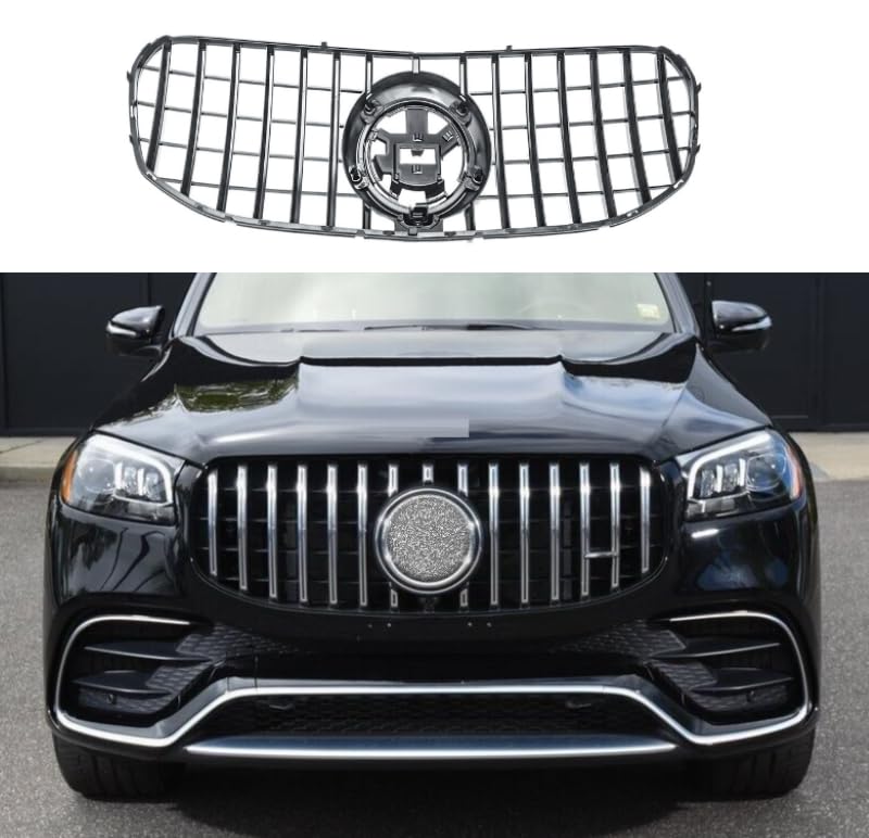 Car Craft Front Bumper Grill Compatible With Mercedes Gls W167 X167 2019-2023 Sports Gt Amg Front Bumper Panamericana Grill W167 Grill Gtr Silver Gls - CAR CRAFT INDIA