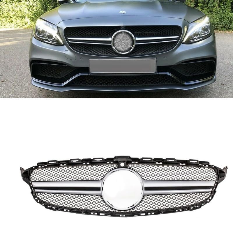 Car Craft Front Bumper Grill Compatible With Mercedes Benz C Class W205 2014-2019 Front Bumper Grill W205 Grill Amg Silver - CAR CRAFT INDIA