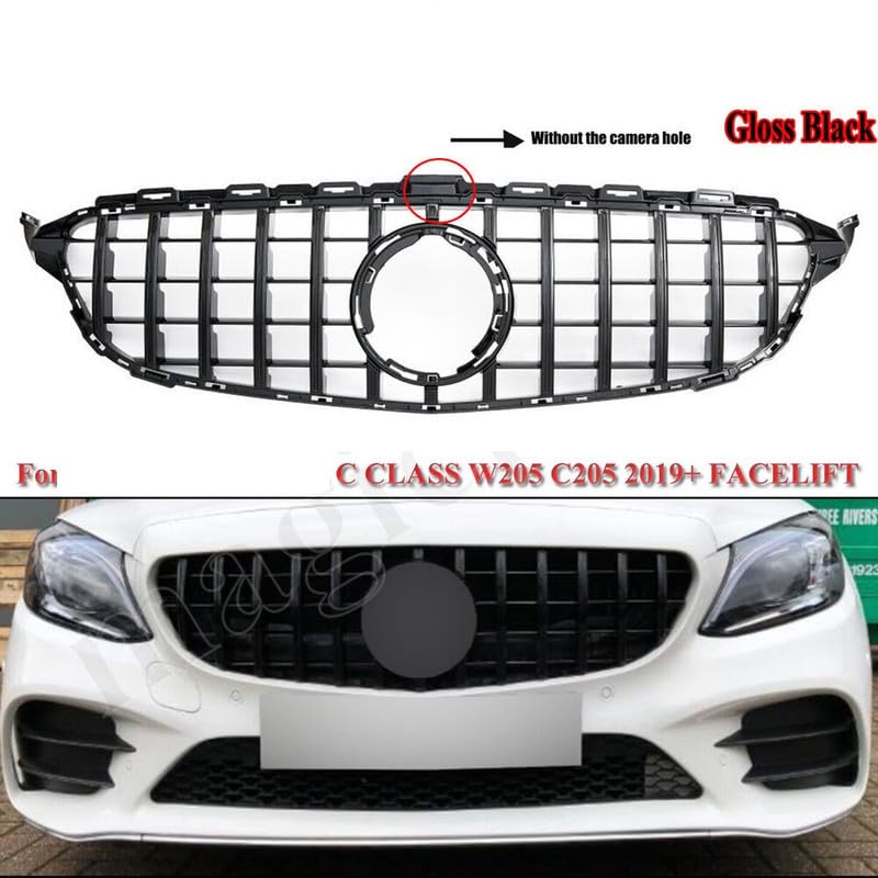 Car Craft Front Bumper Grill Compatible With Mercedes Benz C Class W205 2019-2022 Front Bumper Grill W205 Grill Gtr Black Lci - CAR CRAFT INDIA