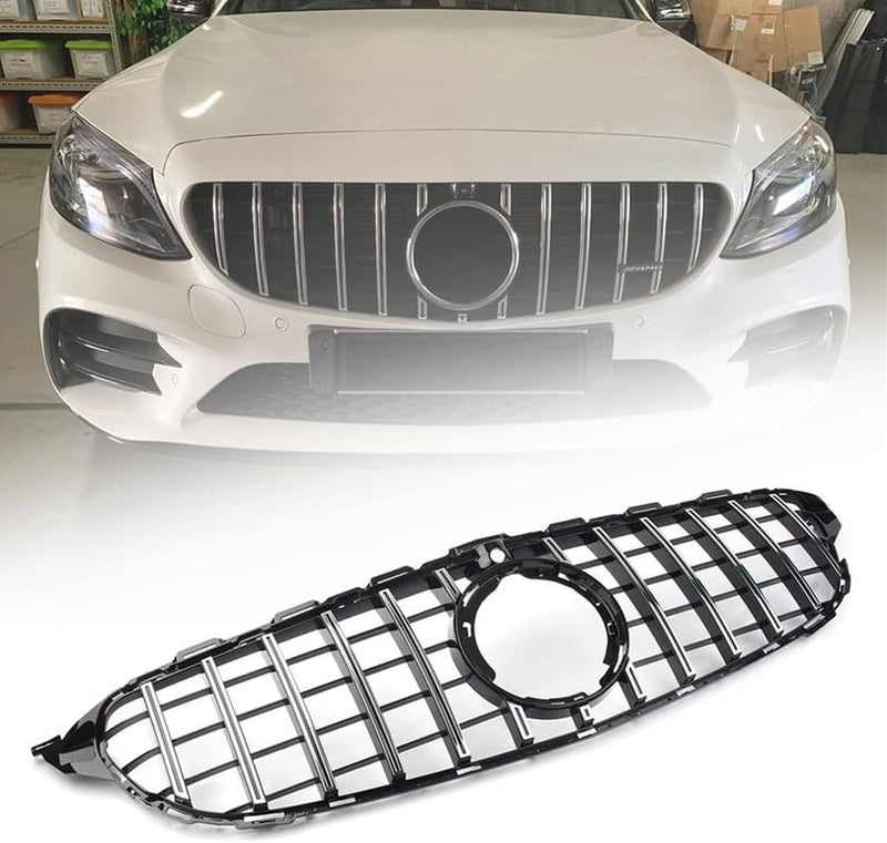 Car Craft Front Bumper Grill Compatible With Mercedes Benz C Class W205 2019-2022 Front Bumper Grill W205 Grill Gtr Silver Lci - CAR CRAFT INDIA