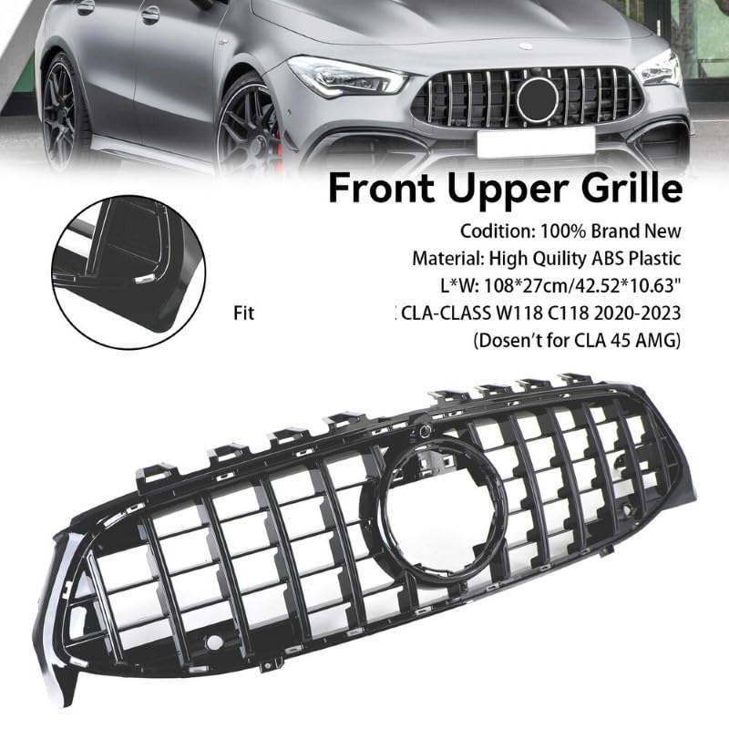 Car Craft Front Bumper Grill Compatible With Mercedes Benz Cla W118 2020-2023 Front Bumper Grill W118 Grill Gtr Black - CAR CRAFT INDIA