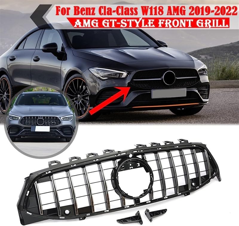 Car Craft Front Bumper Grill Compatible With Mercedes Benz Cla W118 2020-2023 Front Bumper Grill W118 Grill Gtr Black - CAR CRAFT INDIA